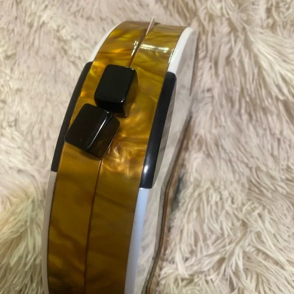 Zara Black and Gold Box Geometric Clutch - Picture 5 of 7